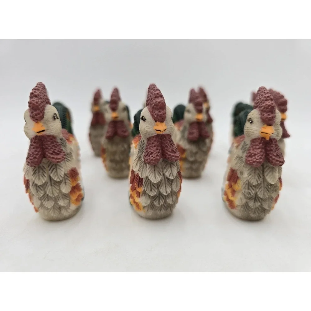 Lot Of 12 Rooster Napkin Ring Holders‎ Resin Country Chicken Bird Set